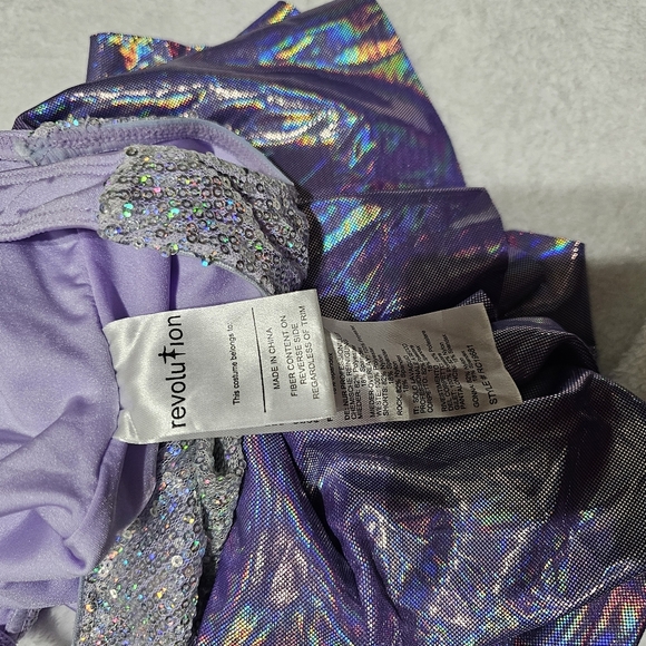 revolution dance Holographic Sequin Purple Silver leotard costume Size Medium 8 - Picture 4 of 6